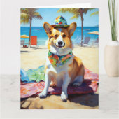 Corgi on Beach, zomercadeau voor hondenliefhebbers Kaart (Voorkant)
