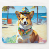 Corgi on Beach, zomercadeau voor hondenliefhebbers Muismat (Voorkant)