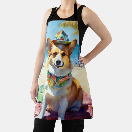 Corgi on Beach, zomercadeau voor hondenliefhebbers Schort (Insitu)