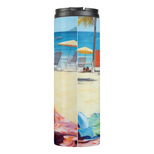 Corgi on Beach, zomercadeau voor hondenliefhebbers Thermosbeker (Achterkant)