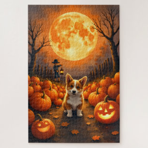 Corgi Oogstmaan Halloween Kunstwerk Legpuzzel