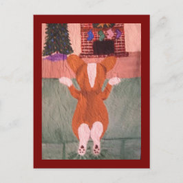 Corgi op de bank die naar Sinterklaas uitkijkt  Briefkaart