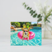 Corgi op donut drijver briefkaart (Staand voorkant)