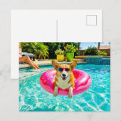 Corgi op donut drijver briefkaart (Voorkant / Achterkant)