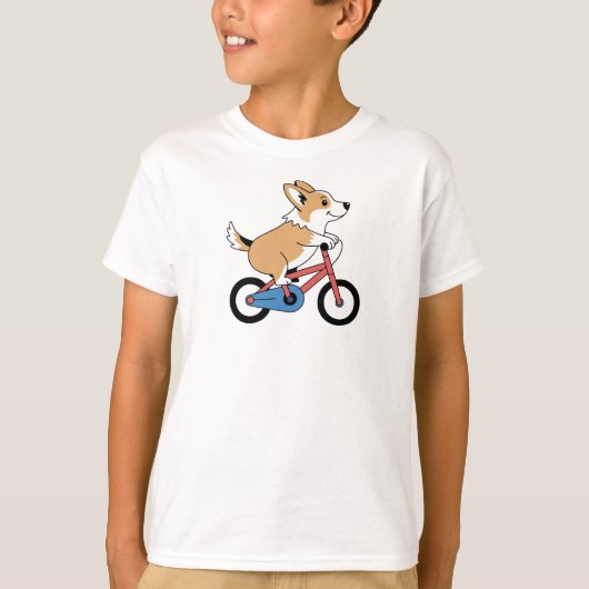 Corgi op een fiets t-shirt (Voorkant)