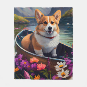 Corgi op een peddel: Een landschappelijk avontuur Fleece Deken