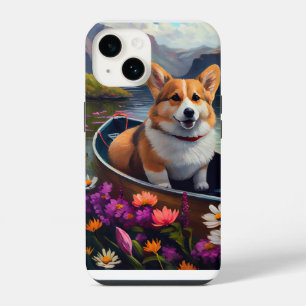 Corgi op een peddel: Een landschappelijk avontuur iPhone 14 Hoesje