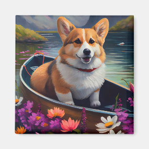 Corgi op een peddel: Een landschappelijk avontuur Magneet