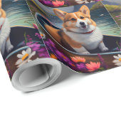 Corgi op een peddel: Een Schilderachtig avontuur Cadeaupapier (Rol Hoek)