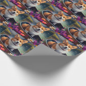 Corgi op een peddel: Een Schilderachtig avontuur Cadeaupapier (Hoek)