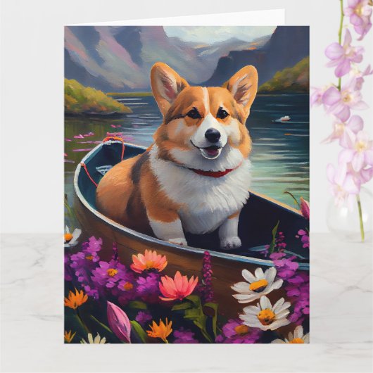 Corgi op een peddel: Een Schilderachtig avontuur Kaart (Orchidee)