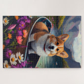 Corgi op een peddel: Een Schilderachtig avontuur Legpuzzel (Horizontaal)