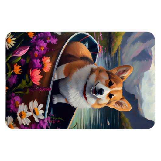 Corgi op een peddel: Een Schilderachtig avontuur Magneet (Horizontaal)