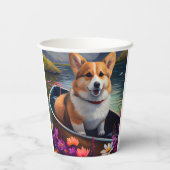 Corgi op een peddel: Een Schilderachtig avontuur Papieren Bekers (Achterkant)