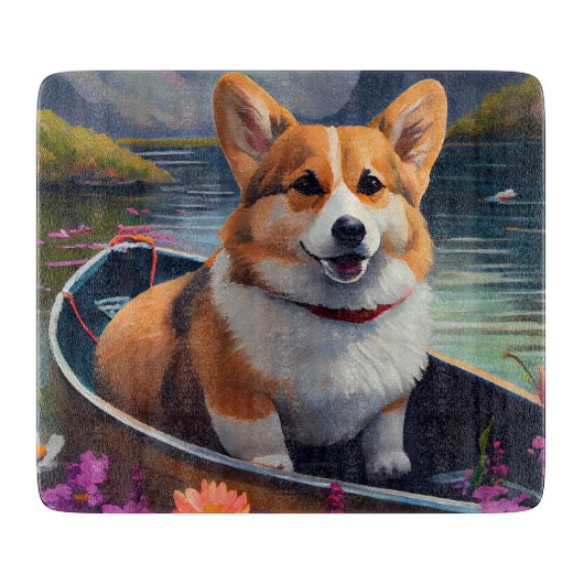 Corgi op een peddel: Een Schilderachtig avontuur Snijplank (Voorkant)