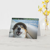 Corgi op een verjaardagskaart kaart (Gele Bloem)