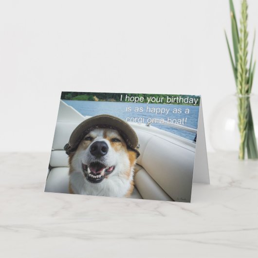 Corgi op een verjaardagskaart kaart (Voorkant)