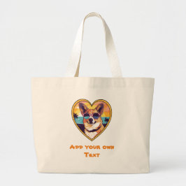 Corgi op het strand grote tote bag