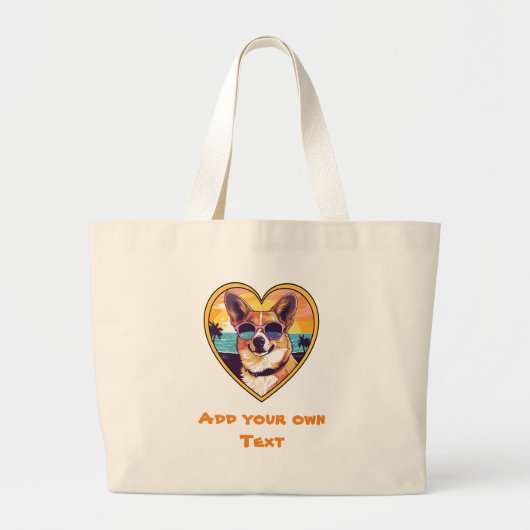 Corgi op het strand grote tote bag (Voorkant)