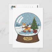 Corgi op Schaatsen Kerst Briefkaart (Voorkant / Achterkant)