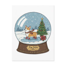 Corgi op Schaatsen Kerst Briefkaart