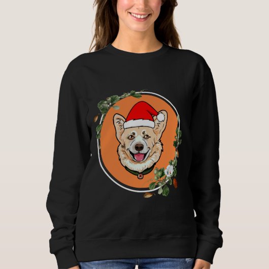 Corgi Oranje Floral Circle Trui (Voorkant)