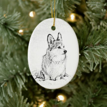 Corgi oval ornament