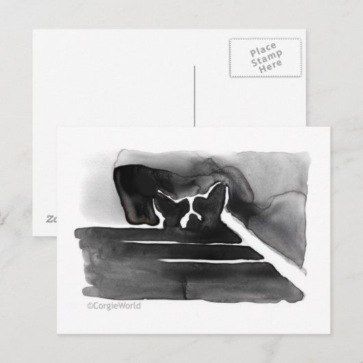 Corgi over het Briefkaart van Stairs (Voorkant / Achterkant)