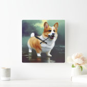 Corgi over water vierkante klok (Huis)