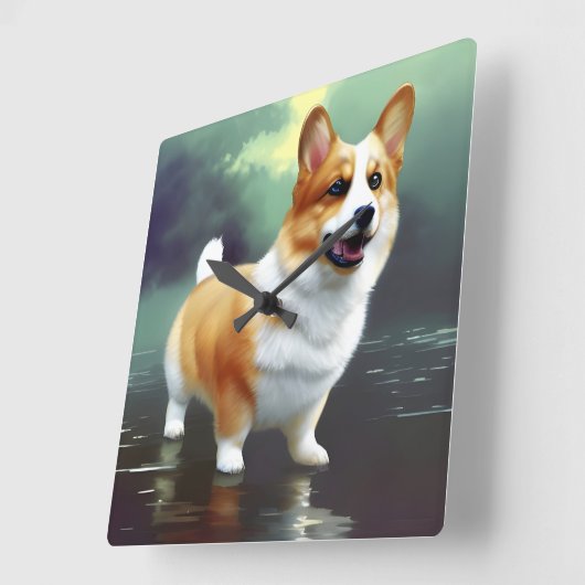Corgi over water vierkante klok (Hoek)