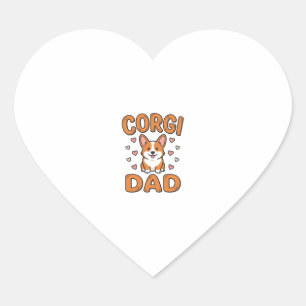 Corgi Papa Vintage Gravure Hond Liefhebber Shirt_1 Hart Sticker