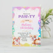 Corgi party theme invitation kaart (Staand voorkant)