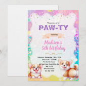 Corgi party theme invitation kaart (Voorkant / Achterkant)
