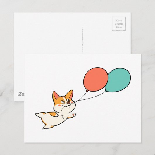 Corgi Party Uitnodiging Briefkaart (Voorkant / Achterkant)