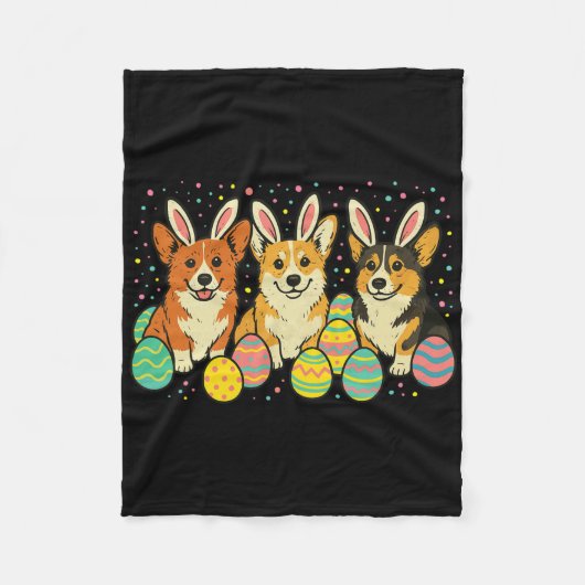Corgi Pasen Fleece Deken (Voorkant)