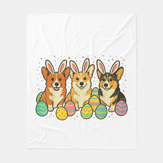 Corgi Pasen T-Shirt_1 Fleece Deken (Voorkant)