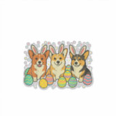 Corgi Pasen T-Shirt_1 Sticker (Voorkant)