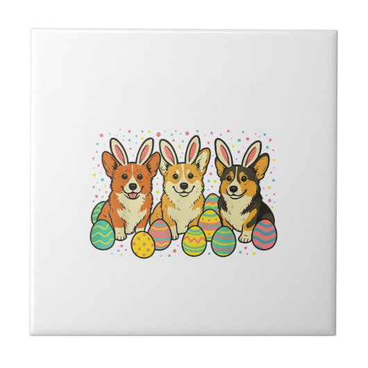 Corgi Pasen T-Shirt_1 Tegeltje (Voorkant)