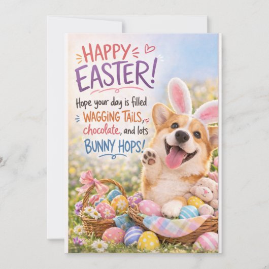 Corgi Pasenkaart Feestdagenkaart (Voorkant)