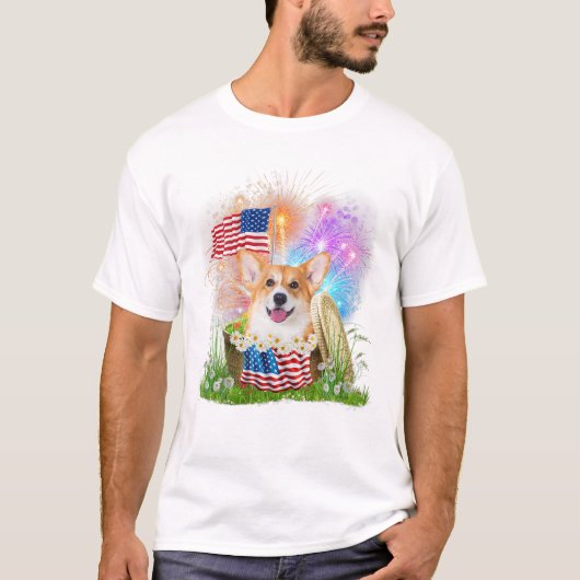 Corgi Patriotic American T-shirt (Voorkant)
