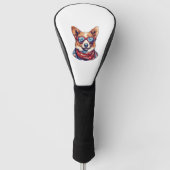 Corgi Patriotic Dog USA Amerikaanse vlag Golfheadcover (Voorkant)