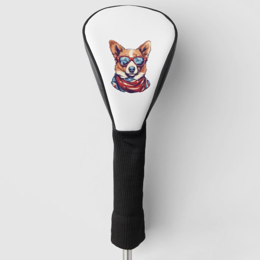 Corgi Patriotic Dog USA Amerikaanse vlag Golfheadcover (Voorkant)