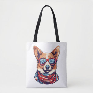 Corgi Patriotic Dog USA Amerikaanse vlag Tote Bag