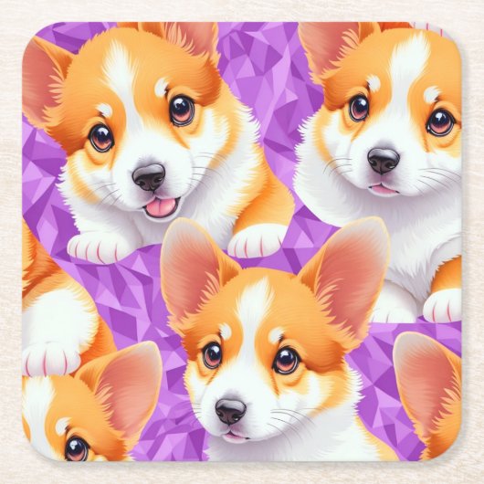 Corgi-patroon Kartonnen Onderzetters (Voorkant)