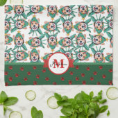 Corgi Patroon Monogram Kerst Hond Keuken Handdoek (Gevouwen)