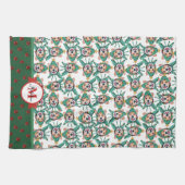 Corgi Patroon Monogram Kerst Hond Keuken Handdoek (Horizontaal)