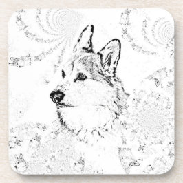 Corgi-patroon plastic onderzetter met kurk