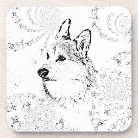 Corgi-patroon plastic onderzetter met kurk (Voorkant)