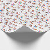 Corgi patroon sumie inkt en waterverf schilderen cadeaupapier (Hoek)