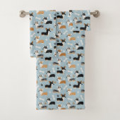 Corgi Pattern Blue Bad Handdoek (Insitu)